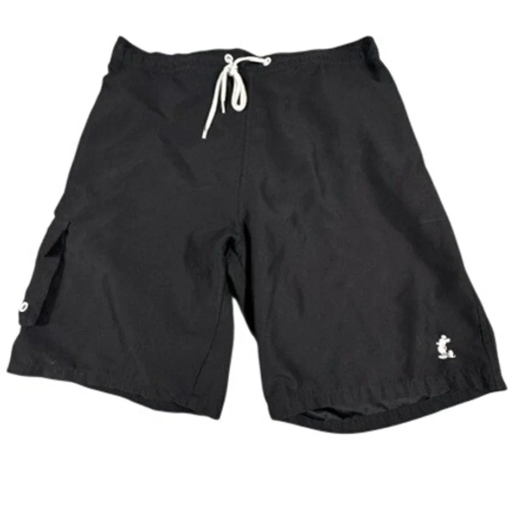 Disney Parks Swim Shorts Mens Large Black Mickey Mouse Board Trunks Cargo Pocket